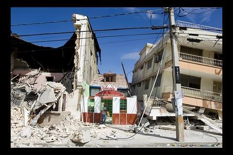 Damaged buildings in Haiti